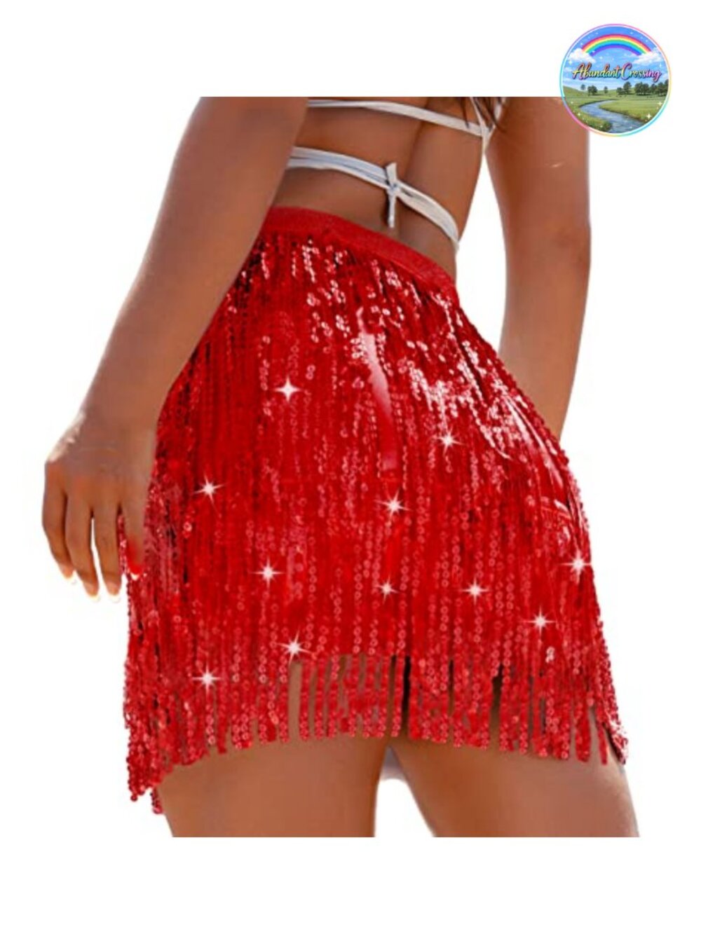 Sequin Fringe Skirt Full Metallic Dance Rave Festival Party